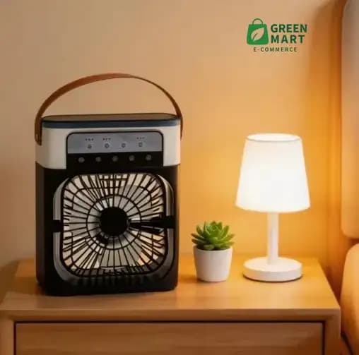 Portable 3-in-1 Air Cooler Fan – USB  with Water Mist & LED Night Light